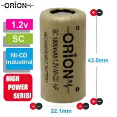 Orion 1.2V Ni-Cd SC 1800mAh Şarj Edilebilir Pil